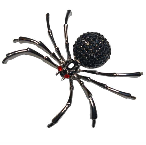 Bling Spider Pin Rhinestone Brooch - Picture 7 of 12